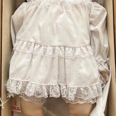 Vintage Royal Doll 26" Doll With White Lace Dress And Tag In Original Box