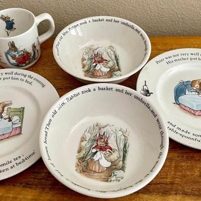 Beatrix Potter Wedgwood Peter Rabbit Dishes - 2 Bowls, 2 Plates, And Mug