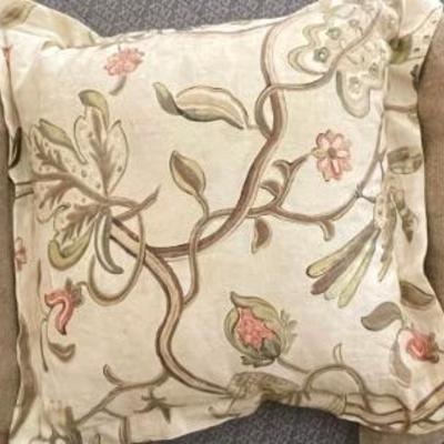 (3) Hand Made Pillow - (2) Tan Linen, (1) Floral Linen