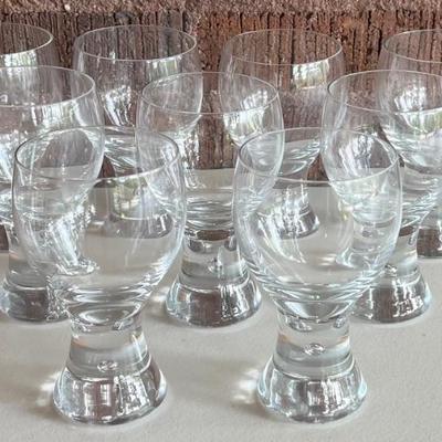 Set Of (9) Kosta Boda Rondo Clear Bubble Stem 5.25" Glasses