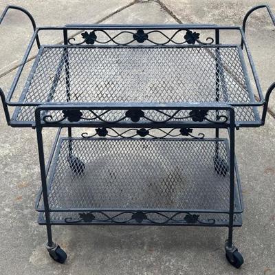 Wrought Iron Outdoor Cart With Removeable Tray 