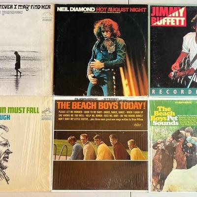 (6) Vintage Vinyl Albums - Neil Diamond, Beach Boys, Jimmy Buffett, Glen Yarbrough