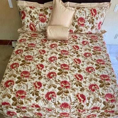 Custom Tailored Box Fitted King Size Bed Spread - Pillow Cases, Bolster Pillow, And Decor Pillows