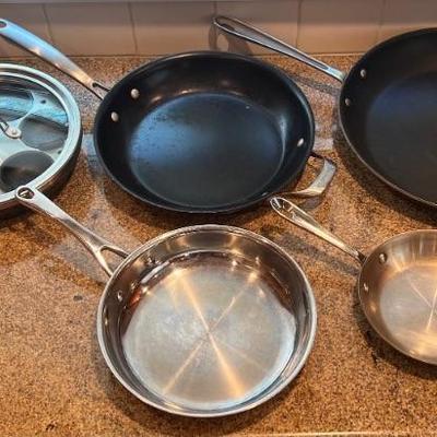 (5) Skillets - Le Creuset, All Clad, Calphalon, Cuisinart 
