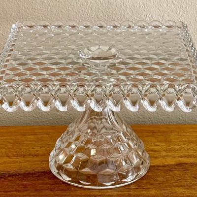 American Fostoria 1950's 10" Square Pedestal Cake Plate