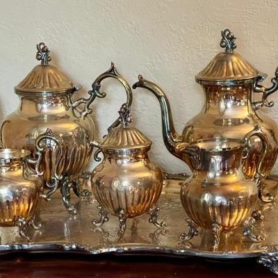 Vintage Birmingham Silver Plated Tea Set With Tray