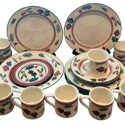 Partial Set Of Hartstone USA Woodland Mugs, Condiment Bowls, Dinnerplates, Shallow Bowls, And Side Plates