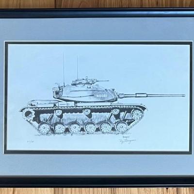 Signed Limited Edition Roy Menagawa M60A1 Tank Framed Print