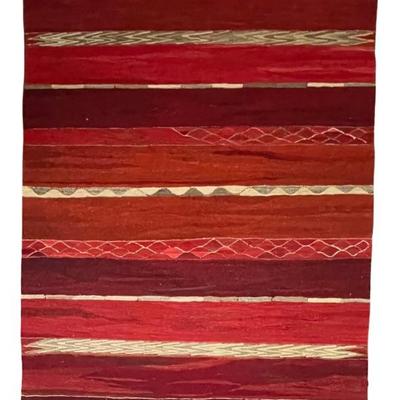 Vintage 50 X 69 Inch Wool Rug With Fringe 