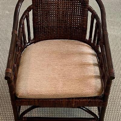 Vintage Bamboo And Wicker Chair With Cushion