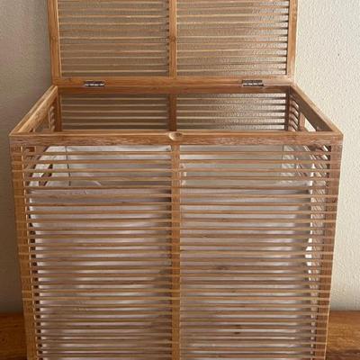 Zen Divided Bamboo Hamper With Liner - The Container Store