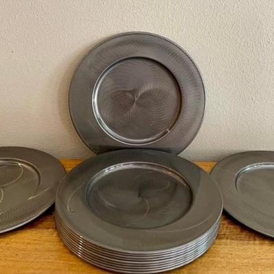 (12) William Sonoma Metallic Metal 13" Chargers With Swirl Pattern