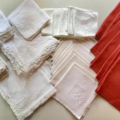 Vintage Cotton Linen And Damask Napkins - Lace, Embroidered, William Sanoma, And More