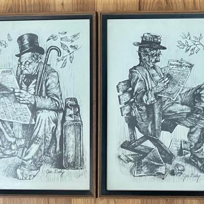 Vintage Pair Of Jim Daly Framed Prints