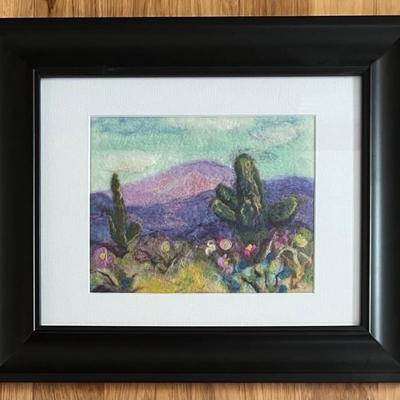 Purple Mountain By Rita Chester Framed Needle Felted Picture