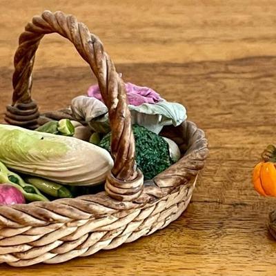 Wee Forest Folk Peter's Pumpkin 1984 A P - Porcelain Miniature Basket With Assorted Vegetable 