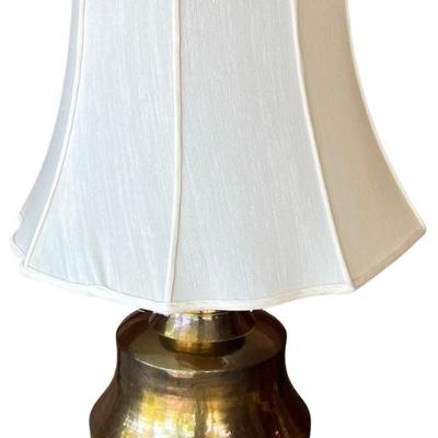 Mid Century Modern Brass Table Lamp With Large Diane Studios Lamp Shade Works