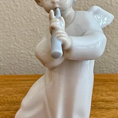 Lladro Hand Made In Spain - Angel With Flute Figurine - O-14 S 