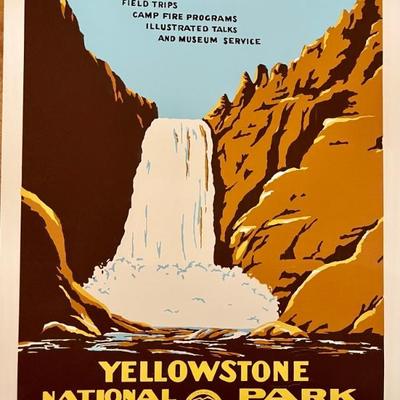 Yellowstone National Park 1996 Doug Leen Ranger Naturalist Service Falls Poster