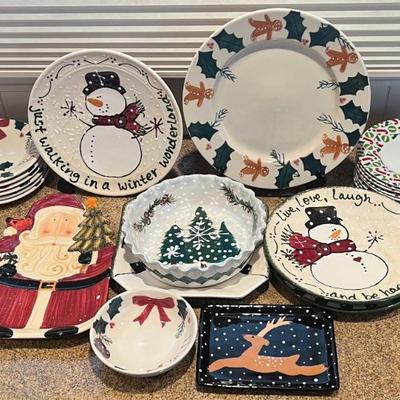 Assorted Holiday Dishware - Hartstone Christmas Traditions, Expressly Yours, Crate & Barrel Joy, And More