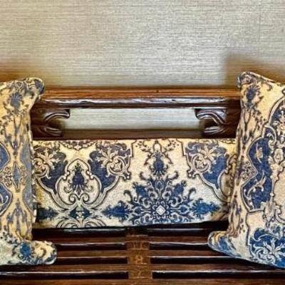 Custom Made Tapestry Asian Motif Pillow Set - (1) Bolster 