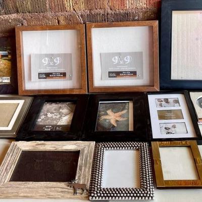 Collection Of Assorted Wood And Metal Picture Frames With New In Package Shadow Boxes