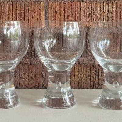 Set Of (5) Kosta Boda Rondo Clear Bubble Stem 6" Glasses