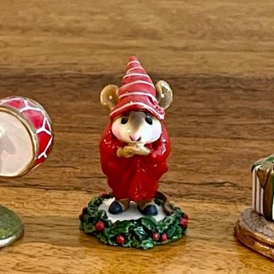 Wee Forest Folk Merri Chris Mouse Figurines - Red Marching Band & Ebenezer Scrooge 1983