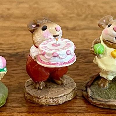 (3) Wee Forest Folk Birthday Cake 1982 - - Easter Bunny  & Tennis Mouse 1984 W P 