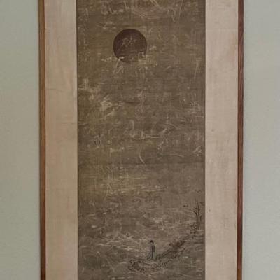 Vintage Japanese 26.5" X 53" Silk Scroll Painting - Wall Hanging