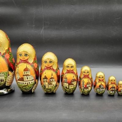 12-Level Matryoshka Nesting Doll, Russian Folk Art
