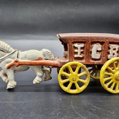 Vintage Cast Iron Horse Drawn Ice Wagon