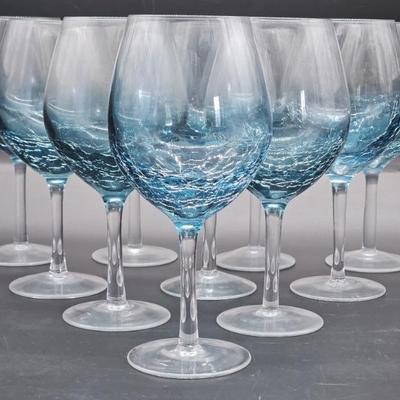 (10) Aqua Blue Wine Globes