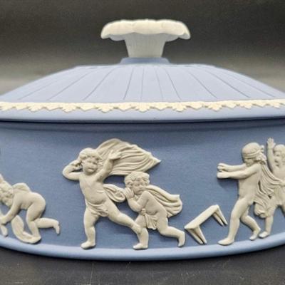 Wedgwood Blue Jasperware Oval Trinket Dish