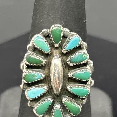 Sterling w/ Turquoise Ring, Size 7, TW 4.75g