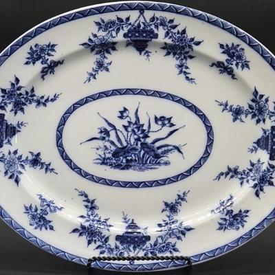 Vintage Furnival Blue & White Platter from England