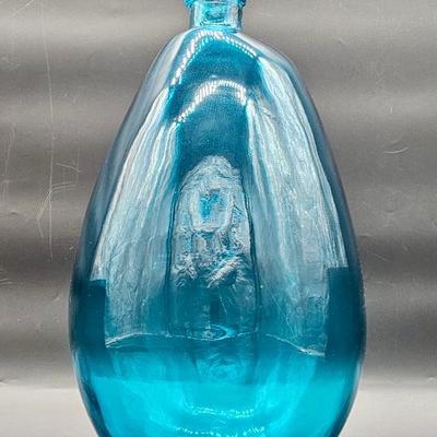 Large Scale Blue Glass Bottle Vase