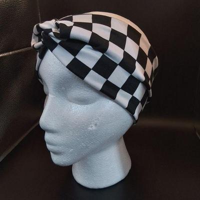 BLACK CHECKER HEADBAND