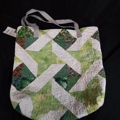 GREEN QUILT TOTE BAG
