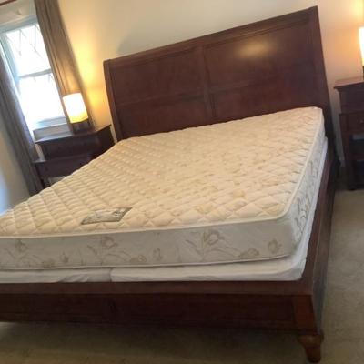 $375-Linden Street king  bed including mattresses headboard 56