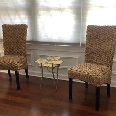 $125-2 matching woven chairs 40"H 18"L 18"depth
