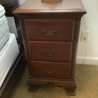 $110-nightstand with dovetail 3 drawers, 29"H 16" x 16" matches chest of drawers, bed, and vanity