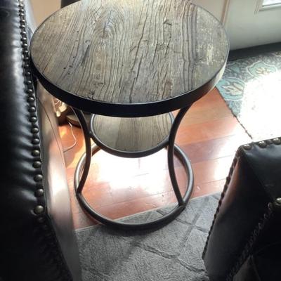 $125-round wooden 2 tier table with metal 24"H 20"diameter-matches other side table and other larger table
