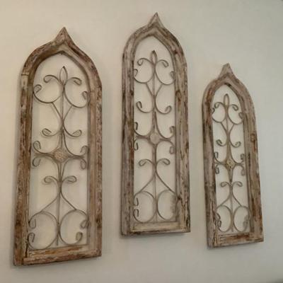$32- wood/metal wall art 33"H 12"L 