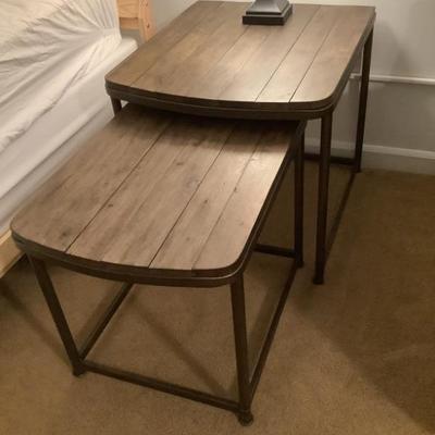 $135-Nesting tables with wood and metal larger 24"H 24"L 27"depth smaller 21"H 19"L 25"depth