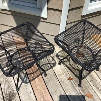 $55-2 wrought iron side tables 18" H 18" x 18" (4 total in this sale)