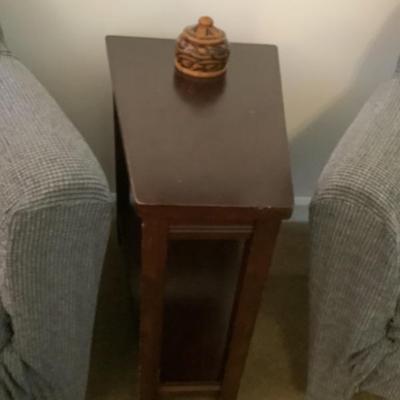 $40-great table between chairs with its shape 25"H 24" x 16"