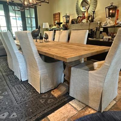 Restoration Hardware dining table and eight chairs
