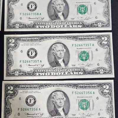 $2 bills in sequence