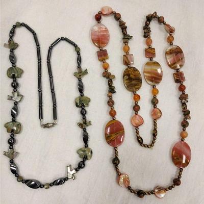 STONE BEAD NECKLACES, ONE HAS FETISHES